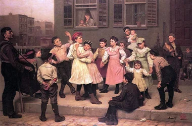 Kinderen dansen op straat, 1894